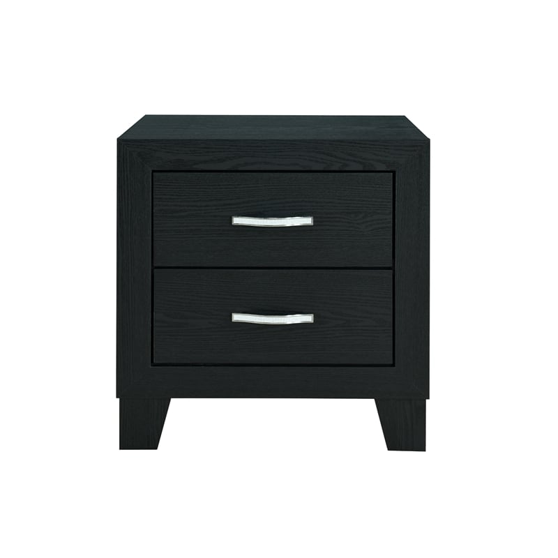 Global Furniture USA Reid Sleek Black Wood 2-Drawer Nightstand