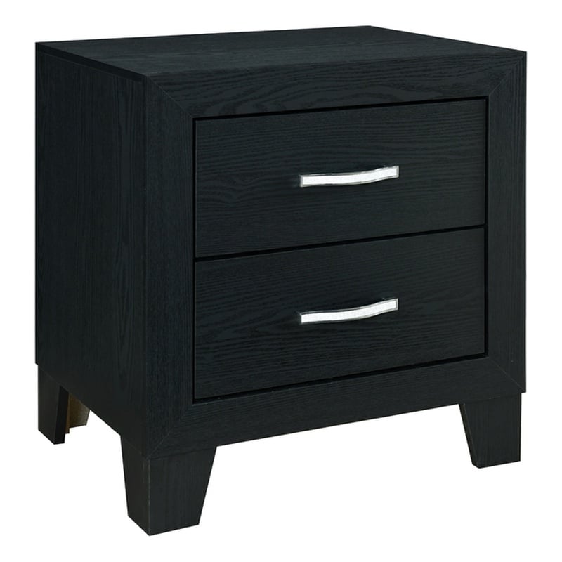 Global Furniture USA Reid Sleek Black Wood 2-Drawer Nightstand