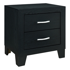 Global Furniture USA Reid Sleek Black Wood 2-Drawer Nightstand