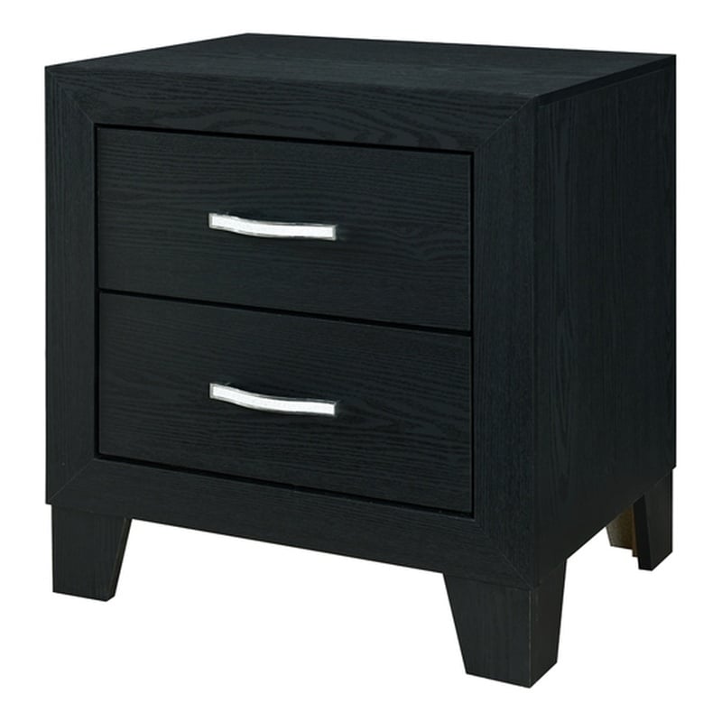 Global Furniture USA Reid Sleek Black Wood 2-Drawer Nightstand