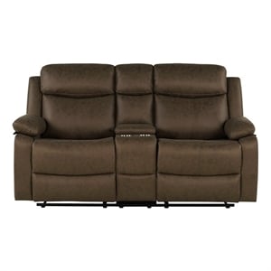 Global Furniture USA U6026 Dark Brown Microfiber Console Reclining Loveseat