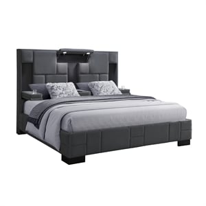 Global Furniture USA Oscar Dark Gray Boucle Fabric Queen Bed