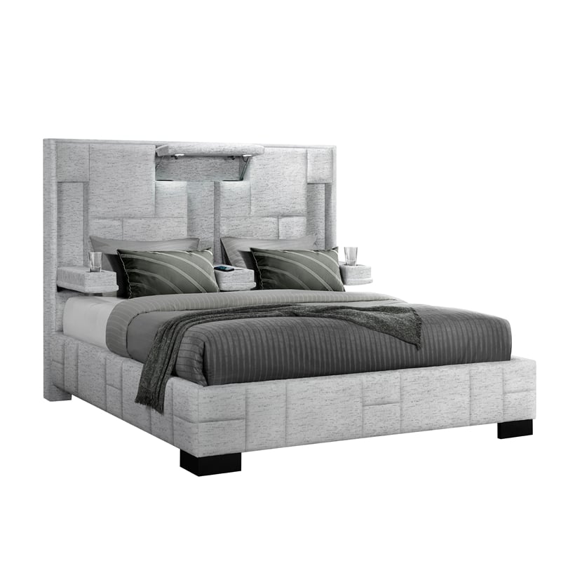 Global Furniture USA Oscar Gray Bryson Fabric King Bed