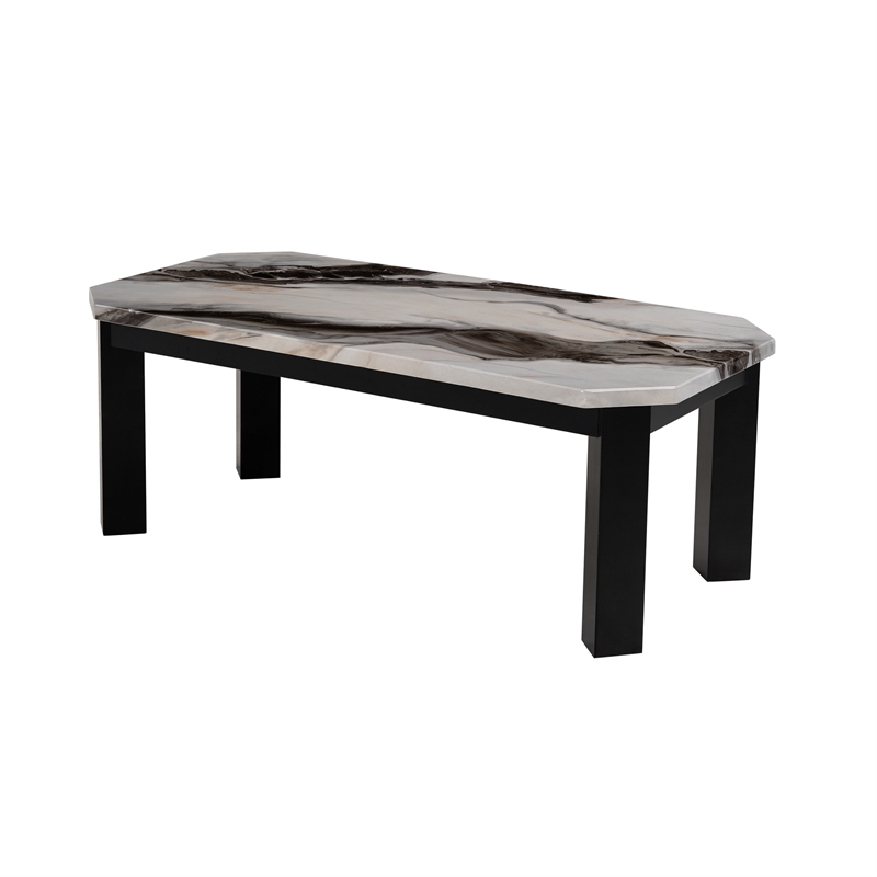 Global Furniture USA Lambo Black Faux Panda Marble Paper Finish Coffee Table
