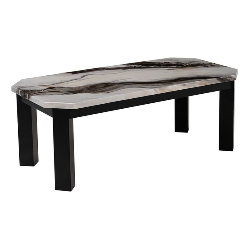 Global Furniture USA Lambo Black Faux Panda Marble Paper Finish Coffee Table