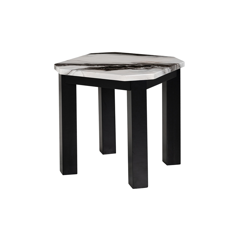 Global Furniture USA Lambo Black Faux Panda Marble Paper Finish End Table