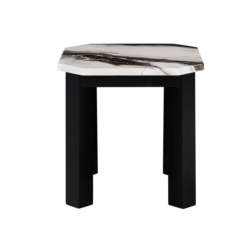 Global Furniture USA Lambo Black Faux Panda Marble Paper Finish End Table