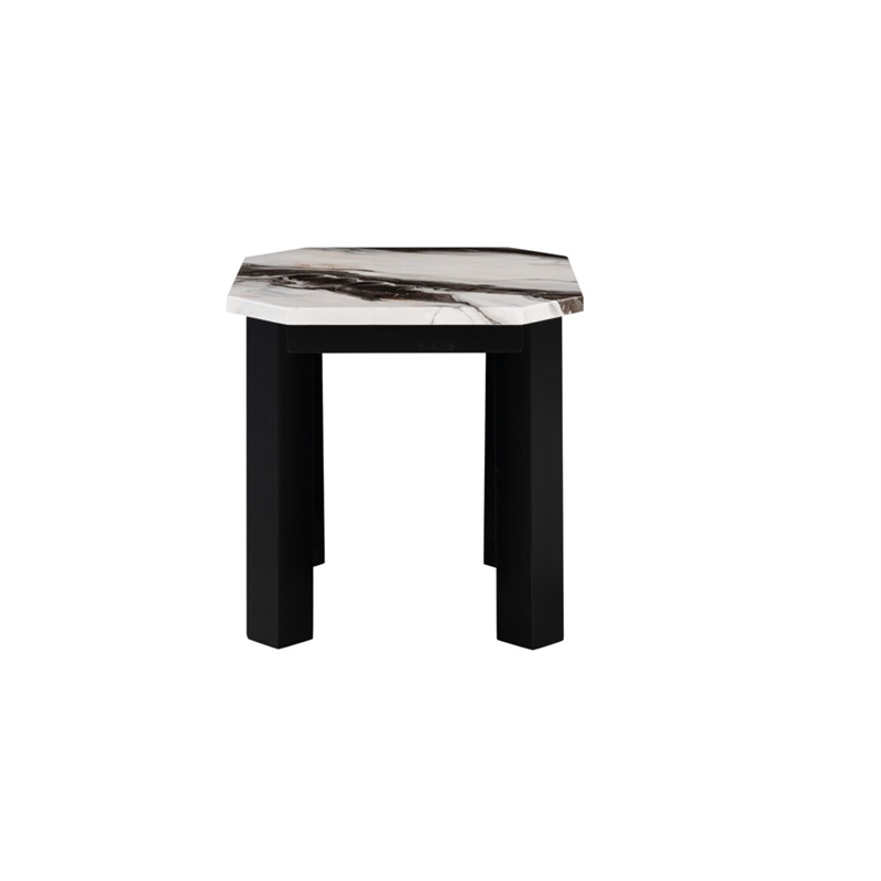 Global Furniture USA Lambo Black Faux Panda Marble Paper Finish End Table