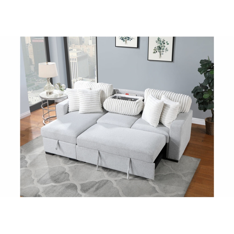 Global Furniture USA U0204 Gray Fabric Pull-Out Sofa Bed