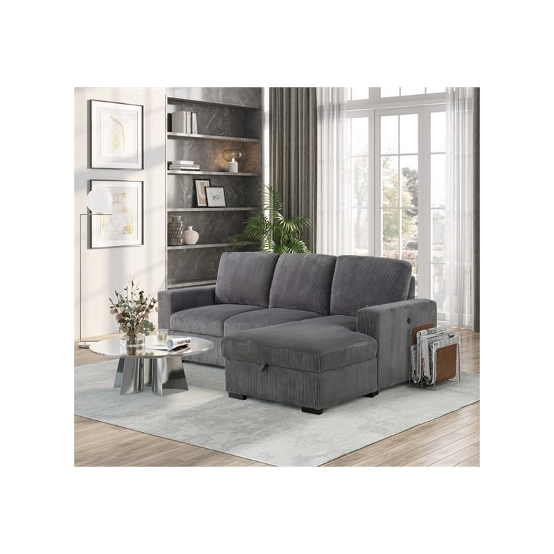 Global Furniture USA U2660 Gray Fabric Modular Sectional W/O Pullout