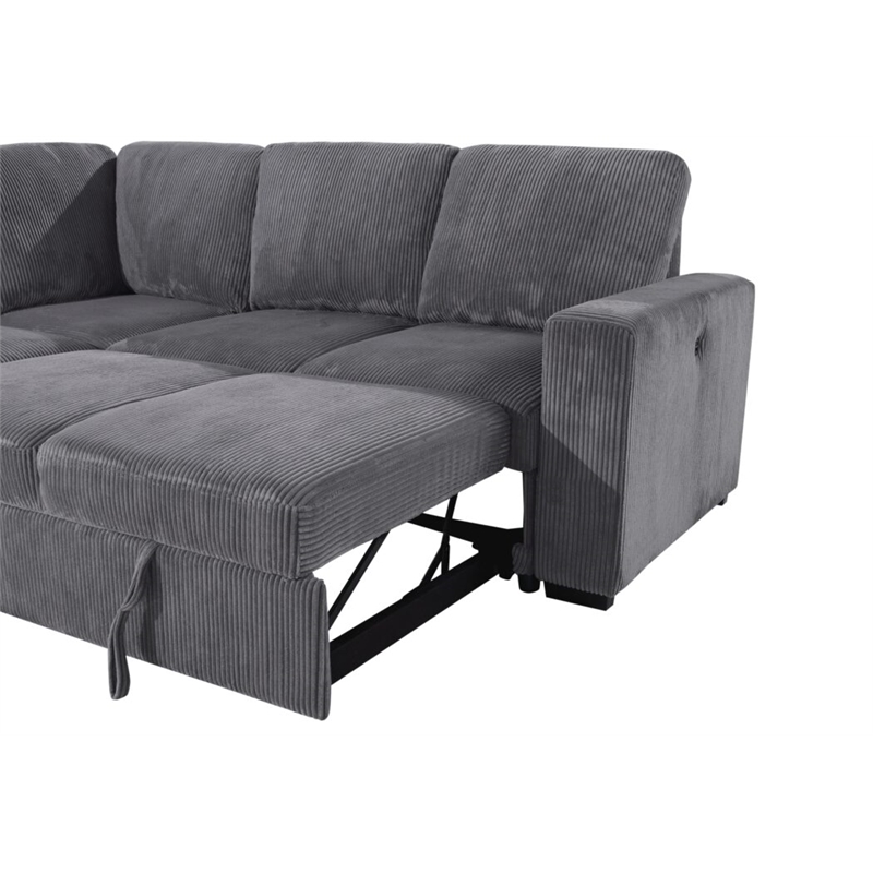 Global Furniture USA U2660 Gray Fabric Modular Sectional with Pullout
