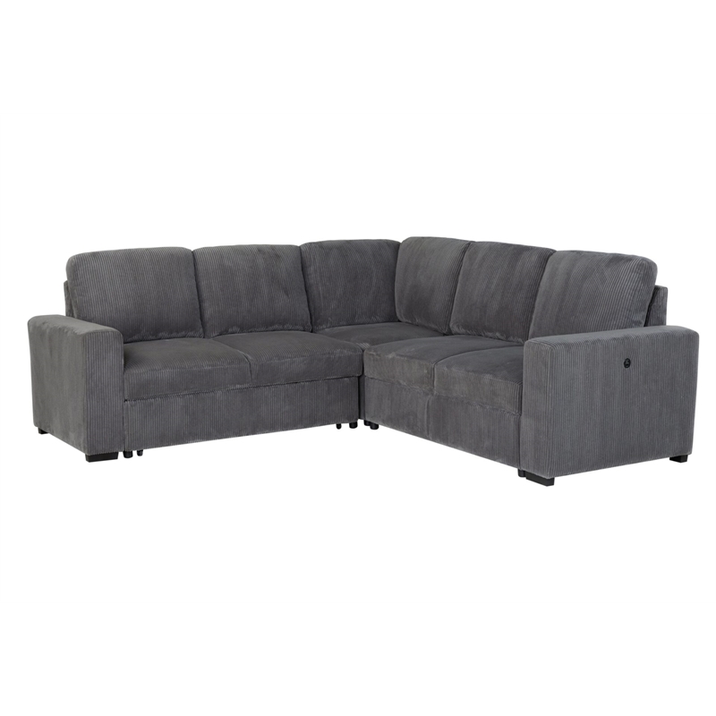 Global Furniture USA U2660 Gray Fabric Sectional FW/O Chaise and W/ Pullout