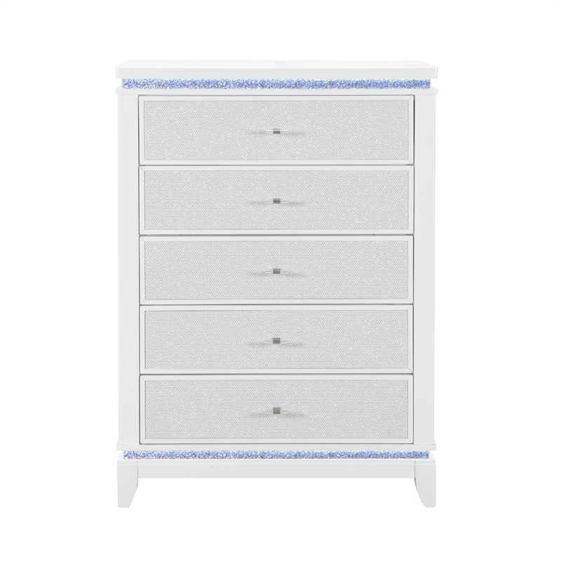 Global Furniture USA Alina White Wooden 5-Drawer Chest