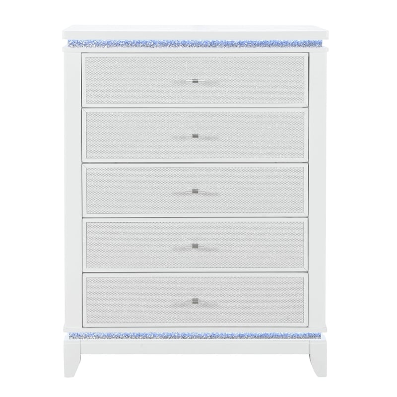 Global Furniture USA Alina White Wooden 5-Drawer Chest