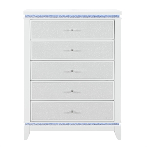 Global Furniture USA Alina White Wooden 5-Drawer Chest