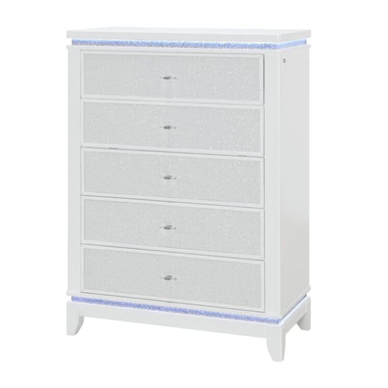Global Furniture USA Alina White Wooden 5-Drawer Chest