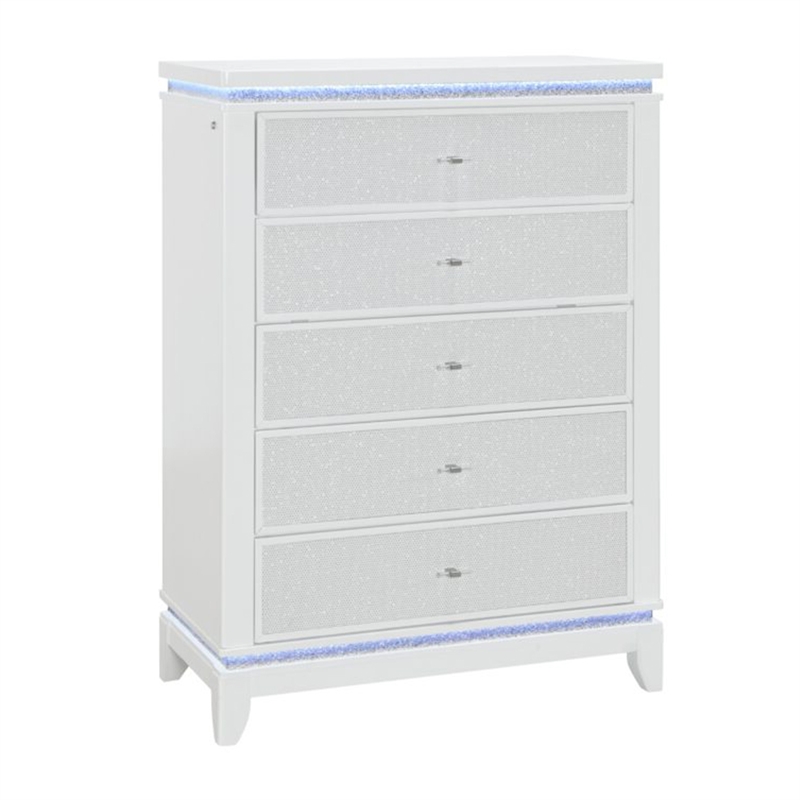 Global Furniture USA Alina White Wooden 5-Drawer Chest