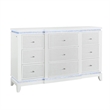 Global Furniture USA Alina White Wooden 9-Drawer Dresser with LED