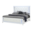 Global Furniture USA Alina White Wooden Tufted Full Bed with LED
