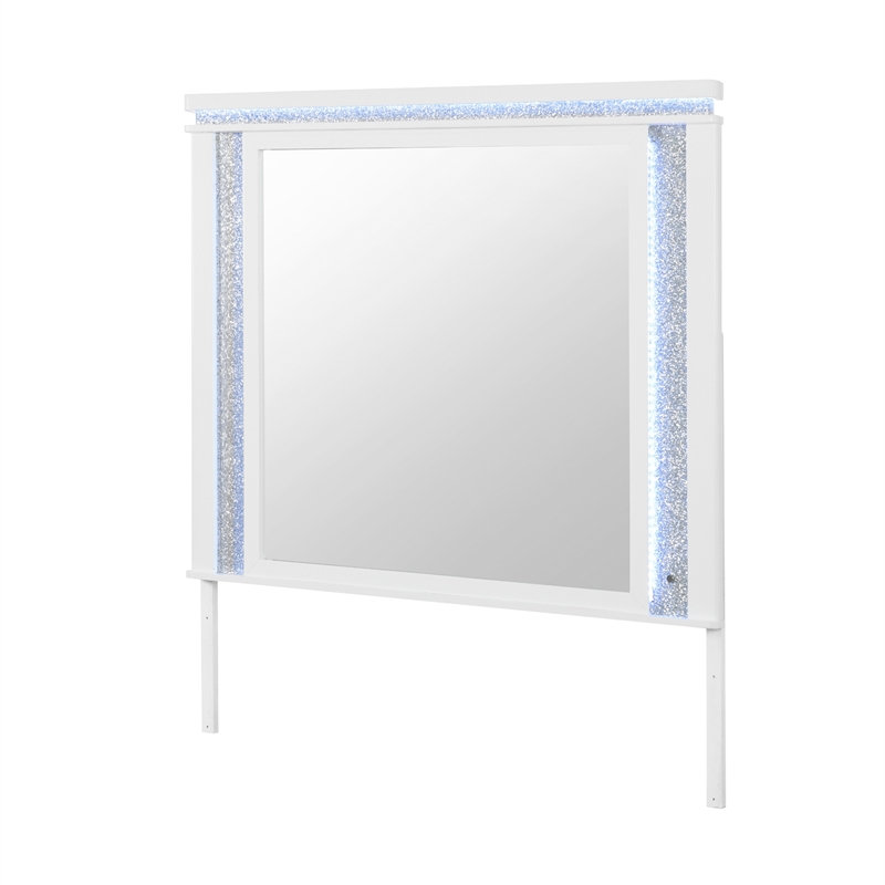 Alina Sleek White Wooden Large Scale Mirror with LED