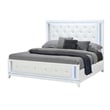 Global Furniture USA Alina White Wooden Tufted Queen Bed with LED