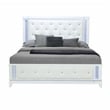 Global Furniture USA Alina White Wooden Tufted Queen Bed with LED