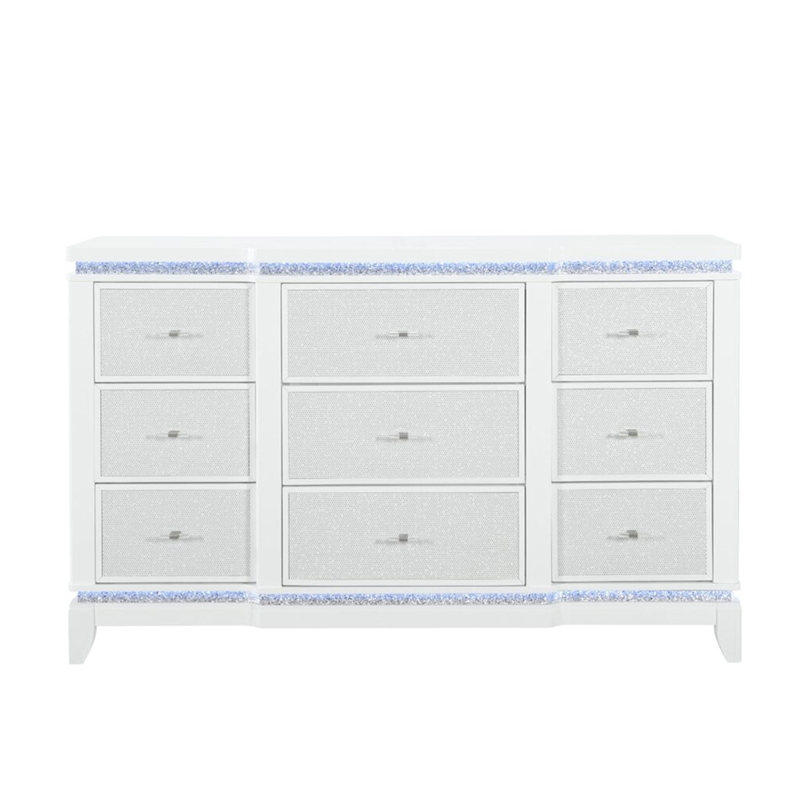 Global Furniture USA Alina White Wooden Tufted King Bedroom Set with LED