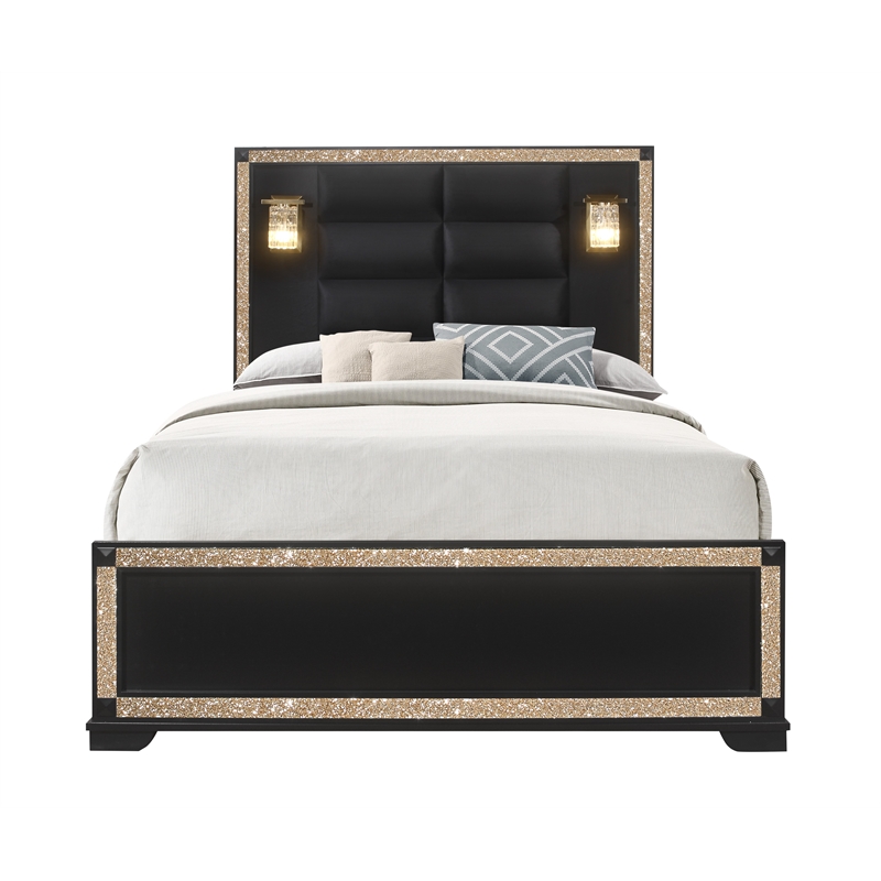 Global Furniture USA Blake Wood King Bedroom Set in Black/Gold Finish