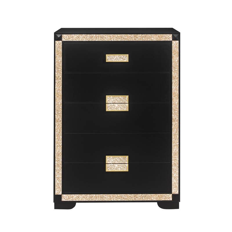 Global Furniture USA Blake Wood King Bedroom Set in Black/Gold Finish