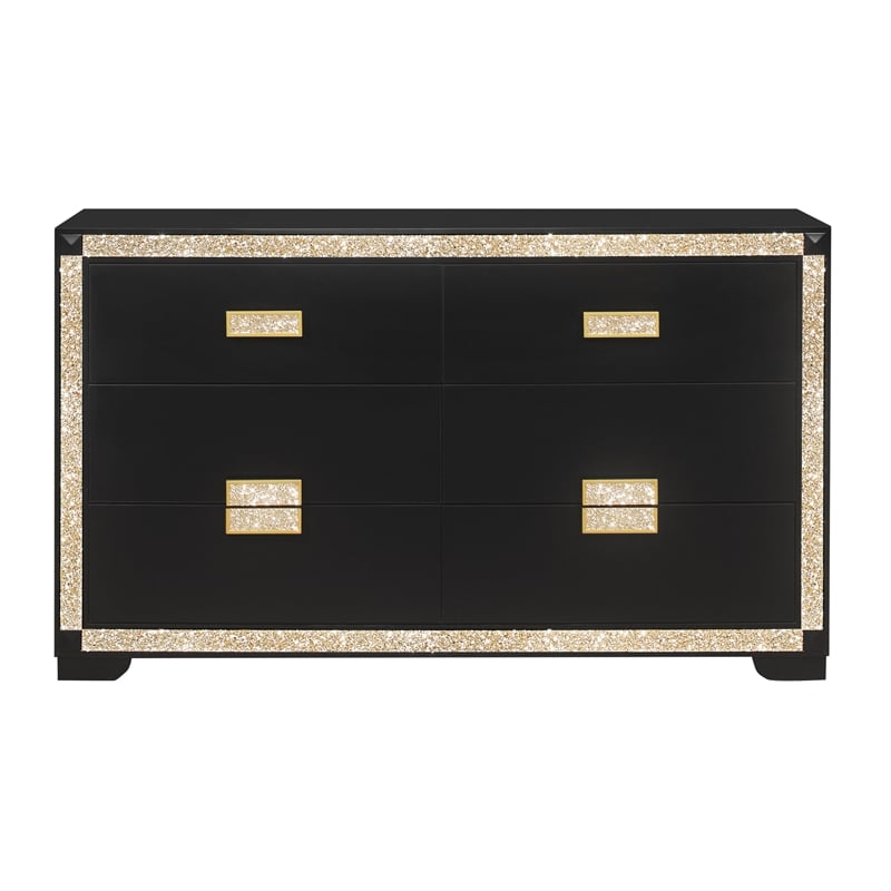 Global Furniture USA Blake Wood King Bedroom Set in Black/Gold Finish
