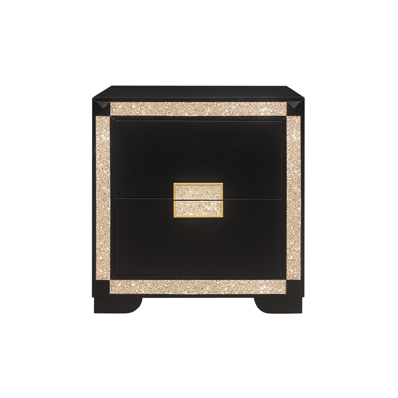 Global Furniture USA Blake Wood King Bedroom Set in Black/Gold Finish