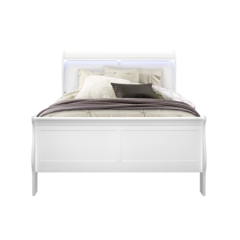 Global Furniture USA Charlie White Full Bedroom Set LED Accent and Acrylic