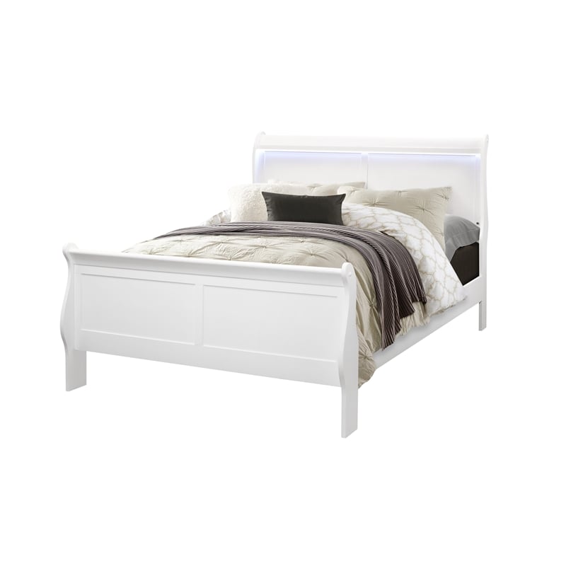 Global Furniture USA Charlie White Full Bedroom Set LED Accent and Acrylic