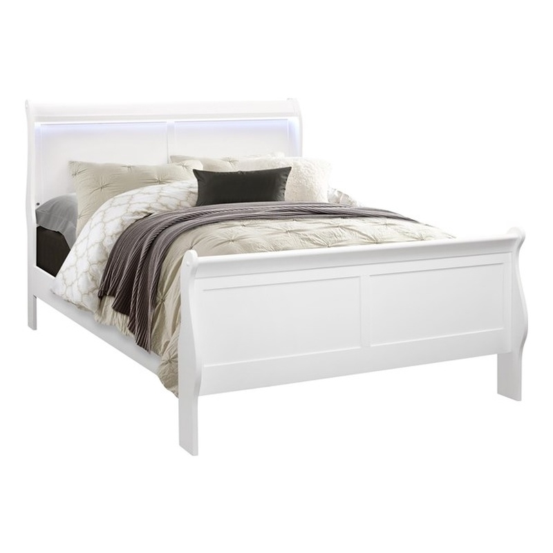 Global Furniture USA Charlie White Full Bedroom Set LED Accent and Acrylic