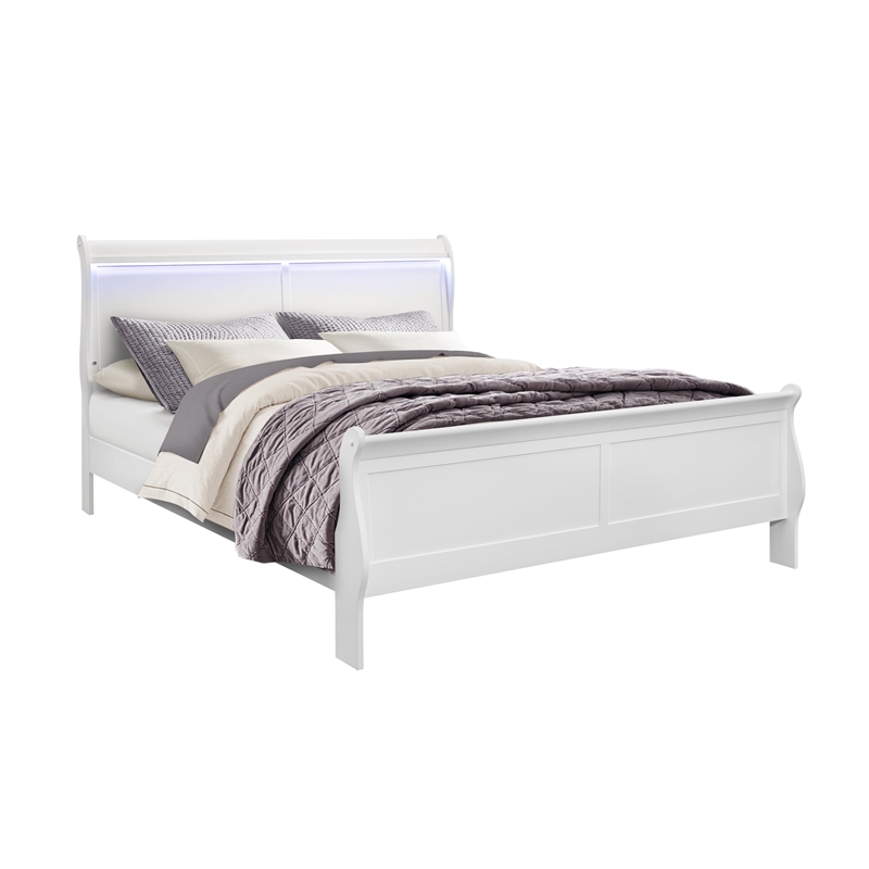 Global Furniture USA Charlie White King Bedroom Set with LED Accent and Acrylic