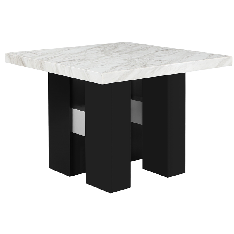 Global Furniture USA D04 White Marble Top + 4 D04 Bar Stool Black