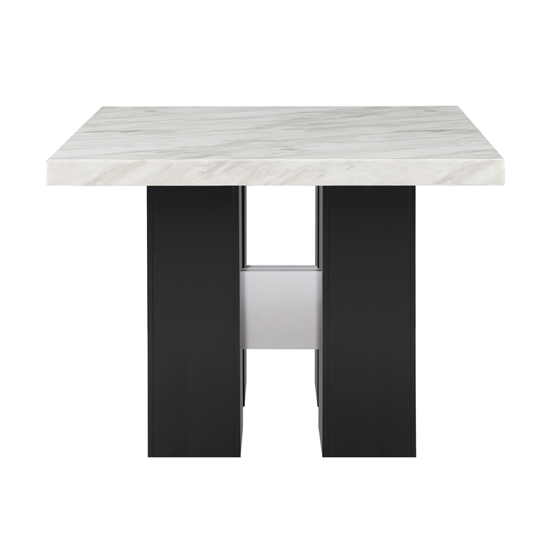 Global Furniture USA D04 White Marble Top + 4 D04 Bar Stool Black
