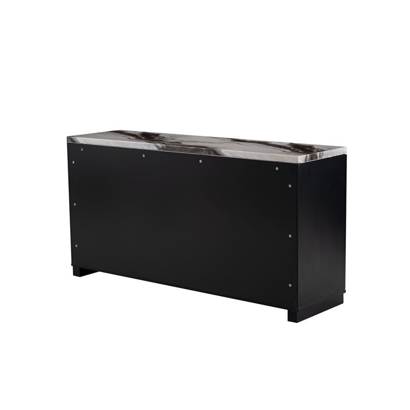 Global Furniture USA D12 Black Faux Marble Top Buffet