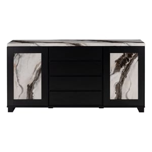 Global Furniture USA D12 Black Faux Marble Top Buffet