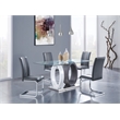 Global Furniture USA D1628 Clear Glass Top Dining Table + 4pc D915 Gray Chair