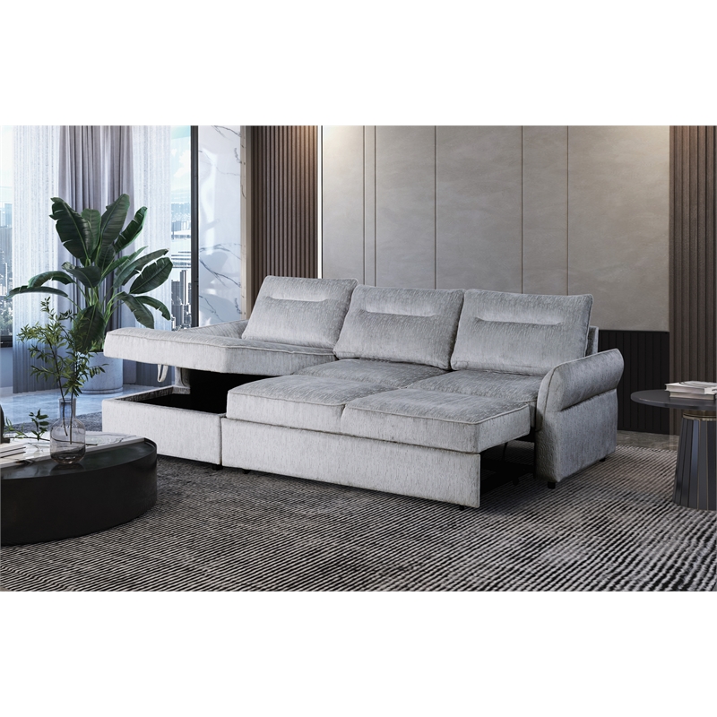 U0301 Gray Chenille Fabric Power Sofa Bed with USB