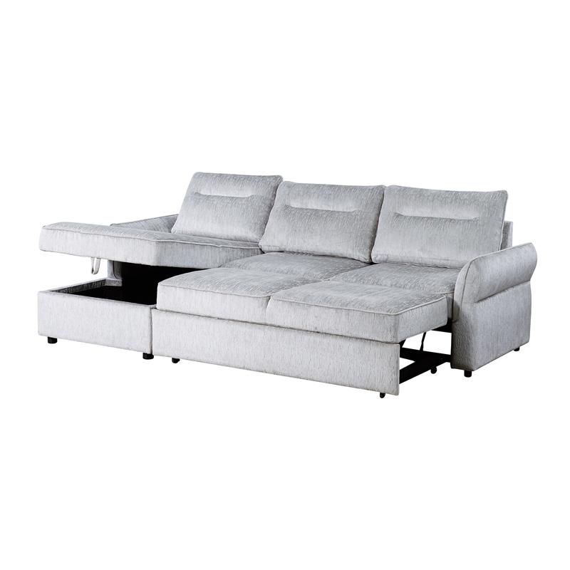 U0301 Gray Chenille Fabric Power Sofa Bed with USB