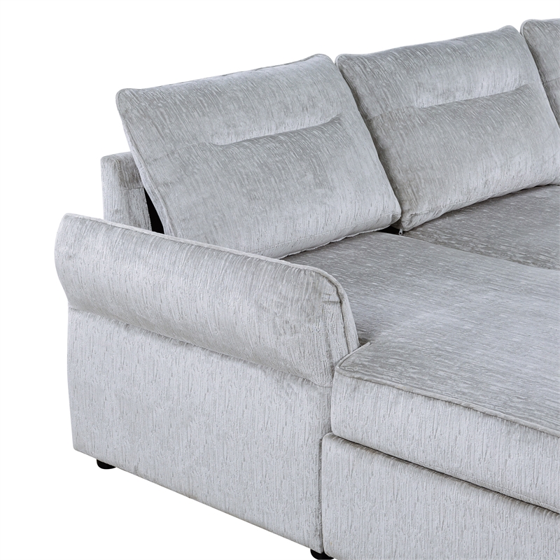 U0301 Gray Chenille Fabric Power Sofa Bed with USB