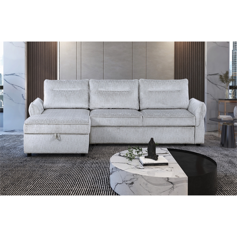 U0301 Gray Chenille Fabric Power Sofa Bed with USB