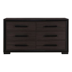 amelia brown wood finish 6-drawer dresser