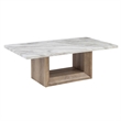 T02 Natural Wood Finish Pedestal Base Coffee Table