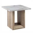 T02 Natural Wood Finish Pedestal Base End Table