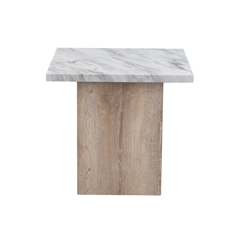 T02 Natural Wood Finish Pedestal Base End Table