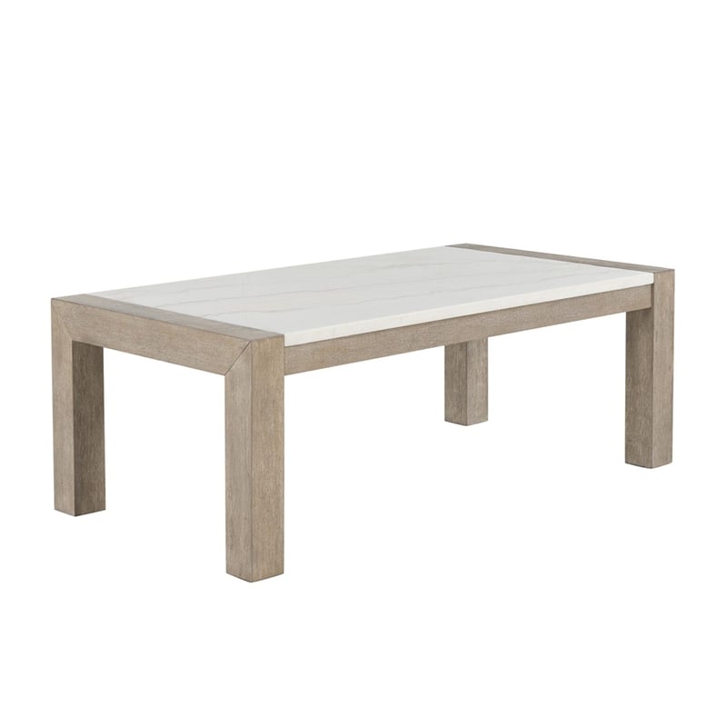Natural Wood Finish Block Legs T1321 Coffee Table