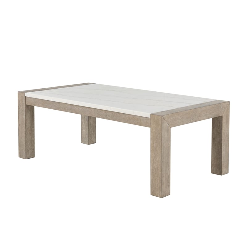 Natural Wood Finish Block Legs T1321 Coffee Table